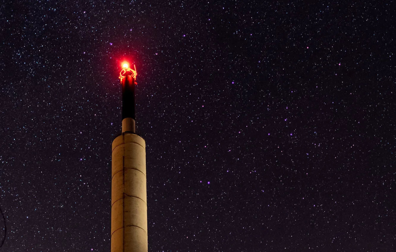 Photo wallpaper the sky, stars, light, night, lights, tower, construction, tower