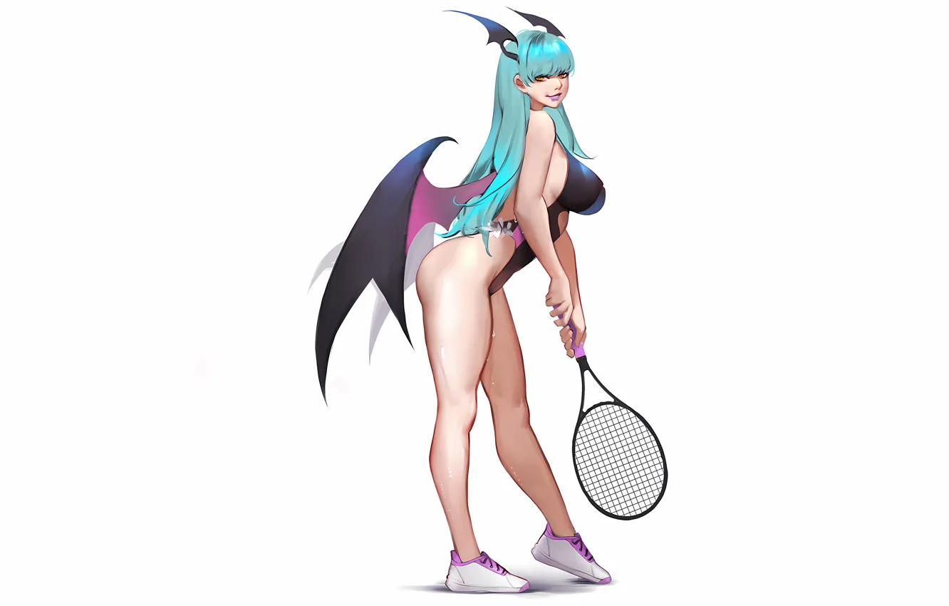 Photo wallpaper girl, sexy, cleavage, long hair, boobs, anime, wings, beautiful