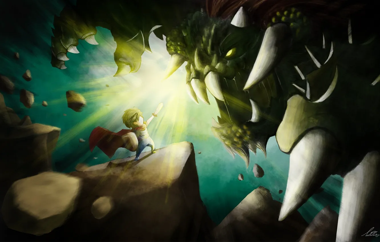 Photo wallpaper light, monster, sword, art, fangs, monster, knight, darkduck