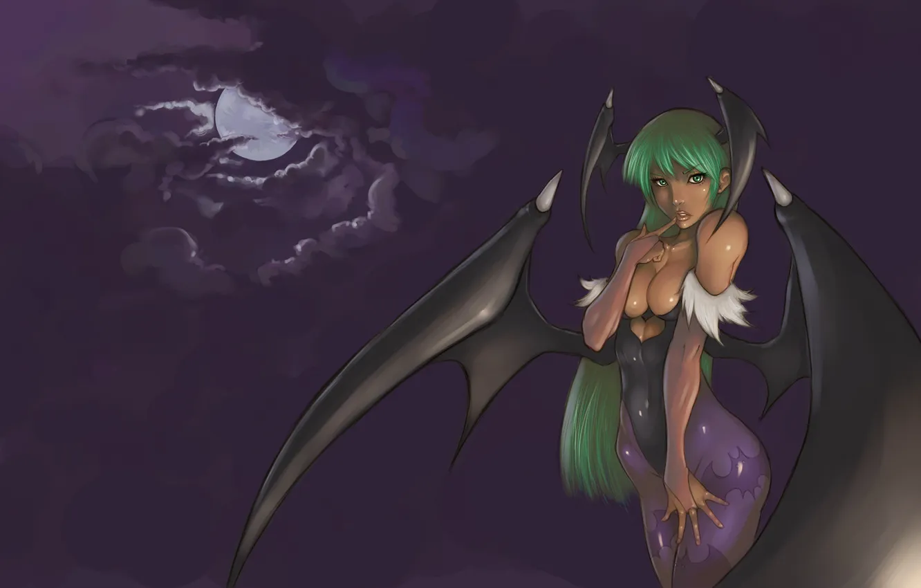 Photo wallpaper girl, wings, the demon, Morrigan