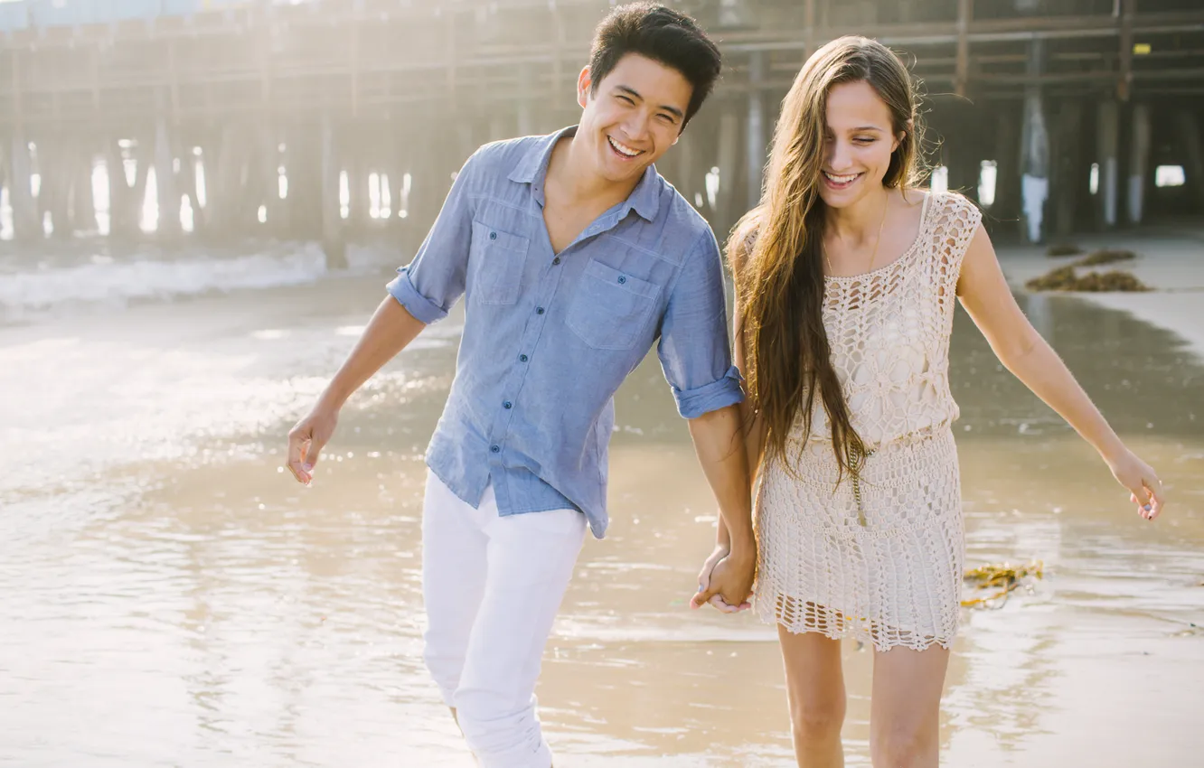 Photo wallpaper beach, girl, pair, guy, Peter, Bethany