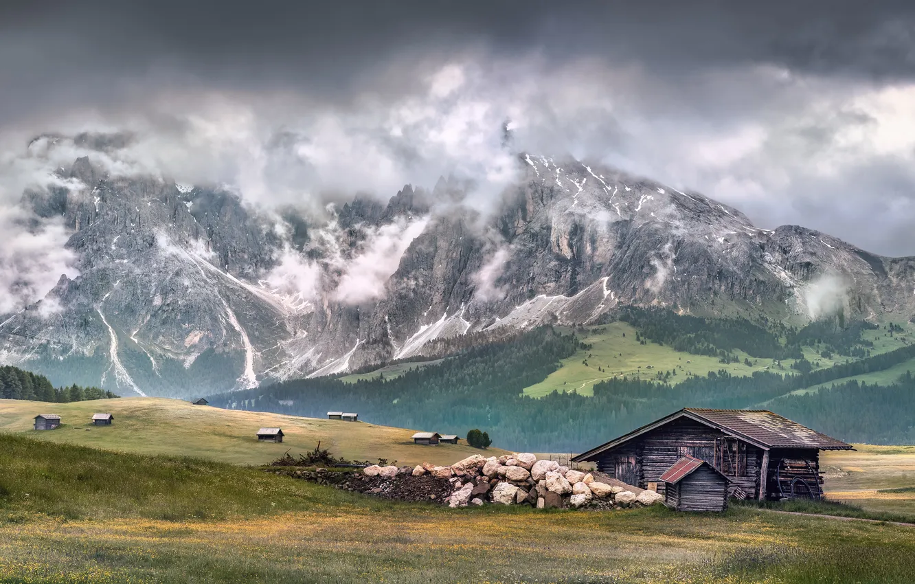 Photo wallpaper clouds, landscape, mountains, nature, Italy, South Tyrol