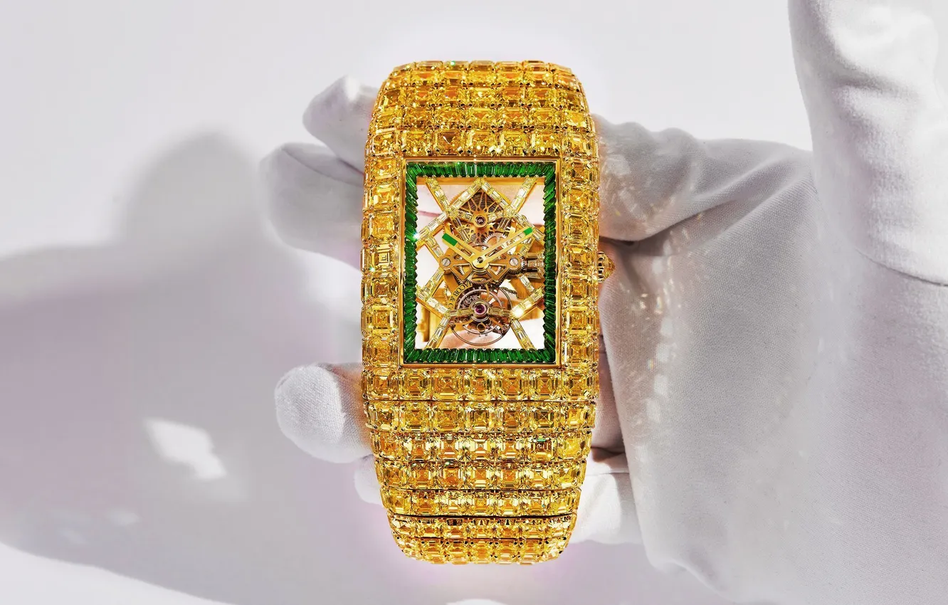 Photo wallpaper Yellow Diamond, Jacob & Co, Billionaire Watch, Billionaire Timeless Treasure, Yellow diamonds