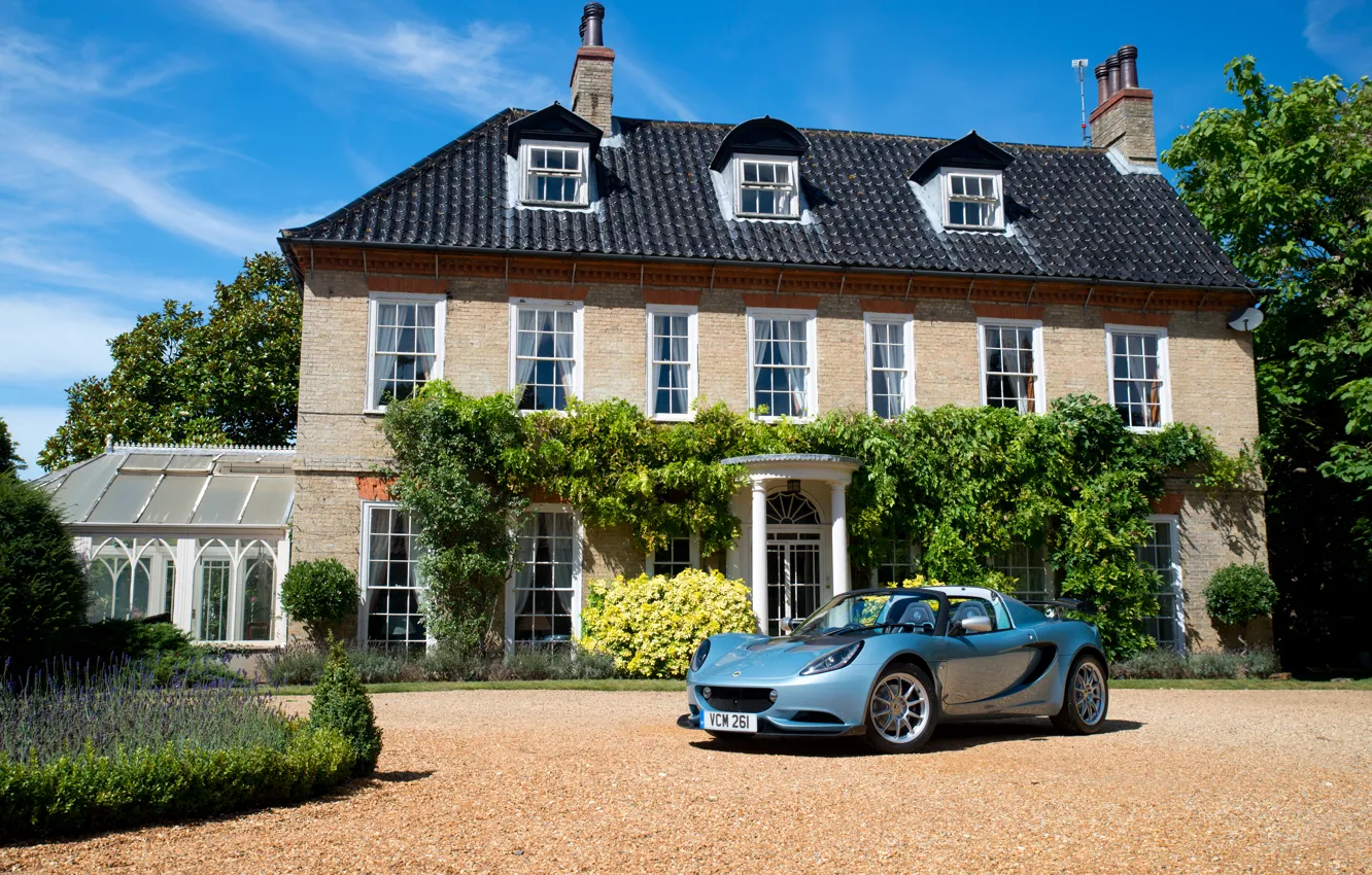 Photo wallpaper car, the sky, house, Wallpaper, Lotus, house, car, sky