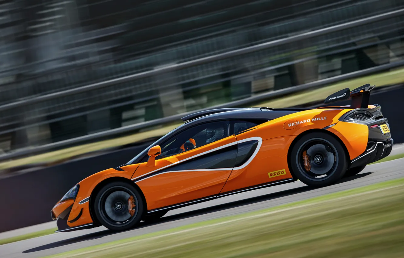 Photo wallpaper coupe, McLaren, side, on the track, 2020, V8 twin-turbo, 620R, 620 HP