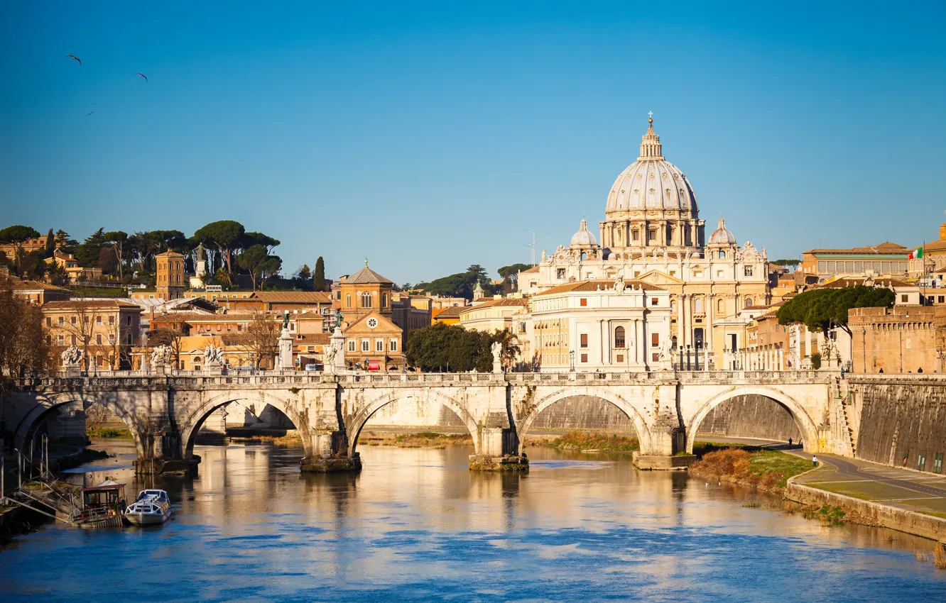 Photo wallpaper bridge, the city, Rome