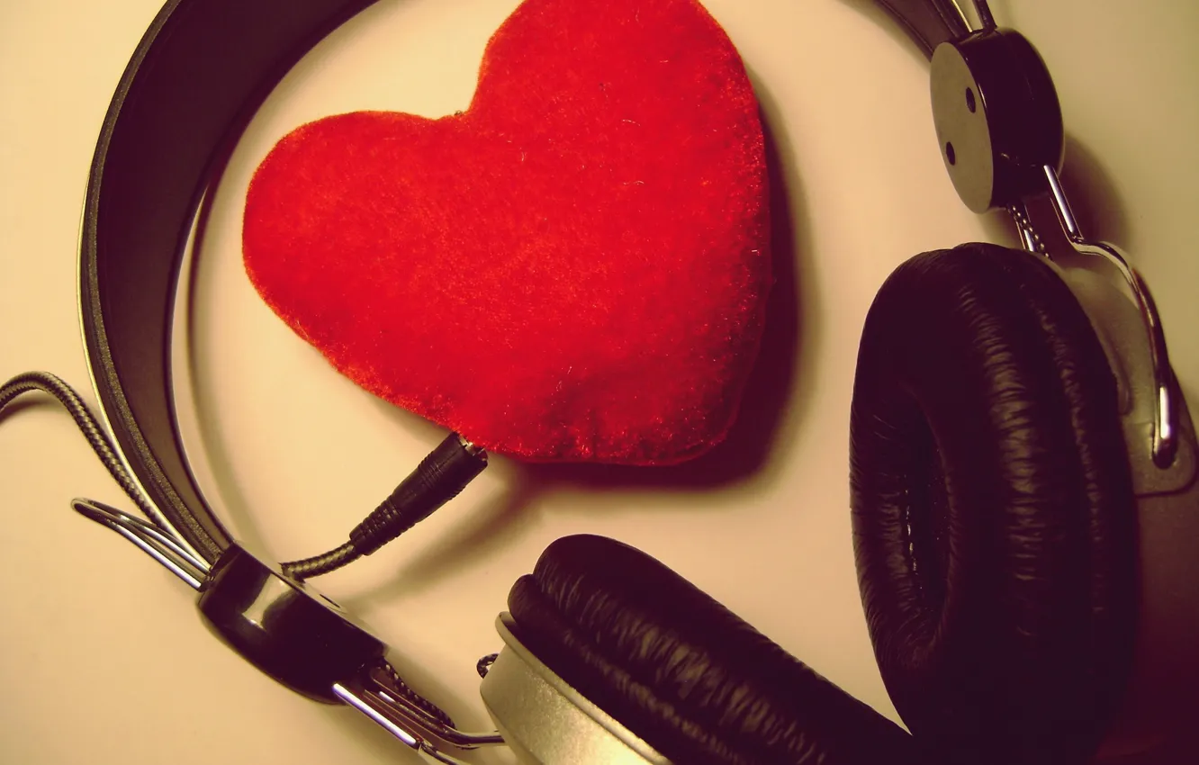 Photo wallpaper love, music, heart, feelings, headphones, love, Music, recognition