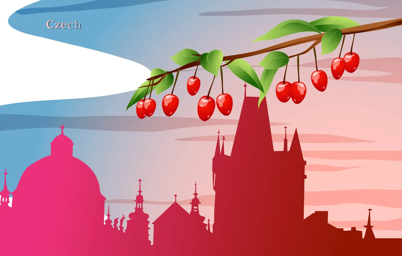 Photo wallpaper the city, berries, tower, Czech Republic, journey, tourism, country, the state