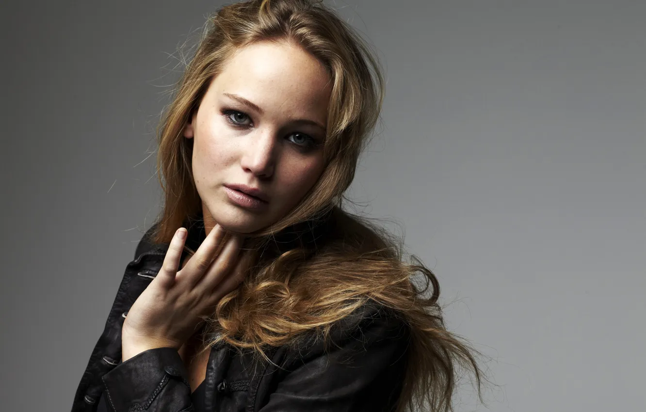 Photo wallpaper look, background, actress, jacket, hairstyle, photoshoot, Jennifer Lawrence, Jennifer Lawrence