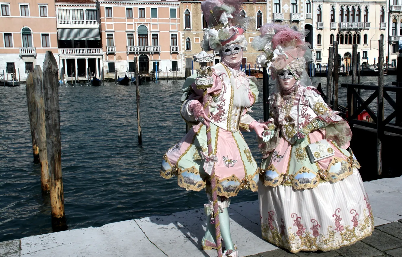 Photo wallpaper the city, mask, costume, carnival
