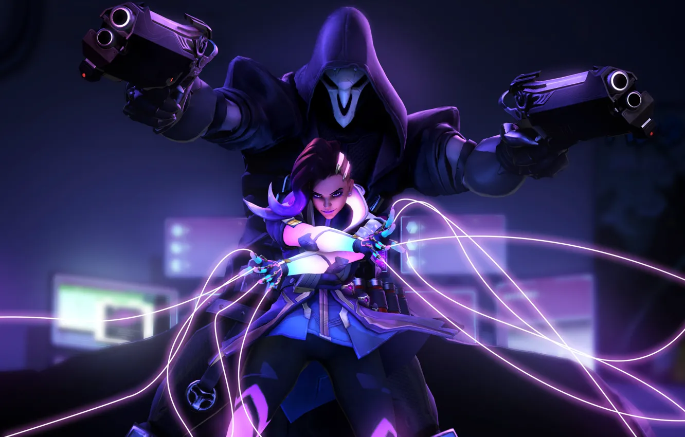 Photo wallpaper Reaper, hacker, Overwatch, Gabriel Reyes, Sombra