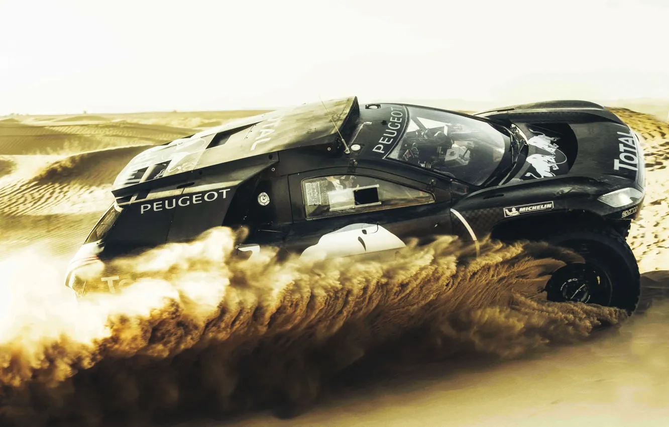 Photo wallpaper Sand, Auto, Black, 2008, Sport, Machine, Speed, Peugeot