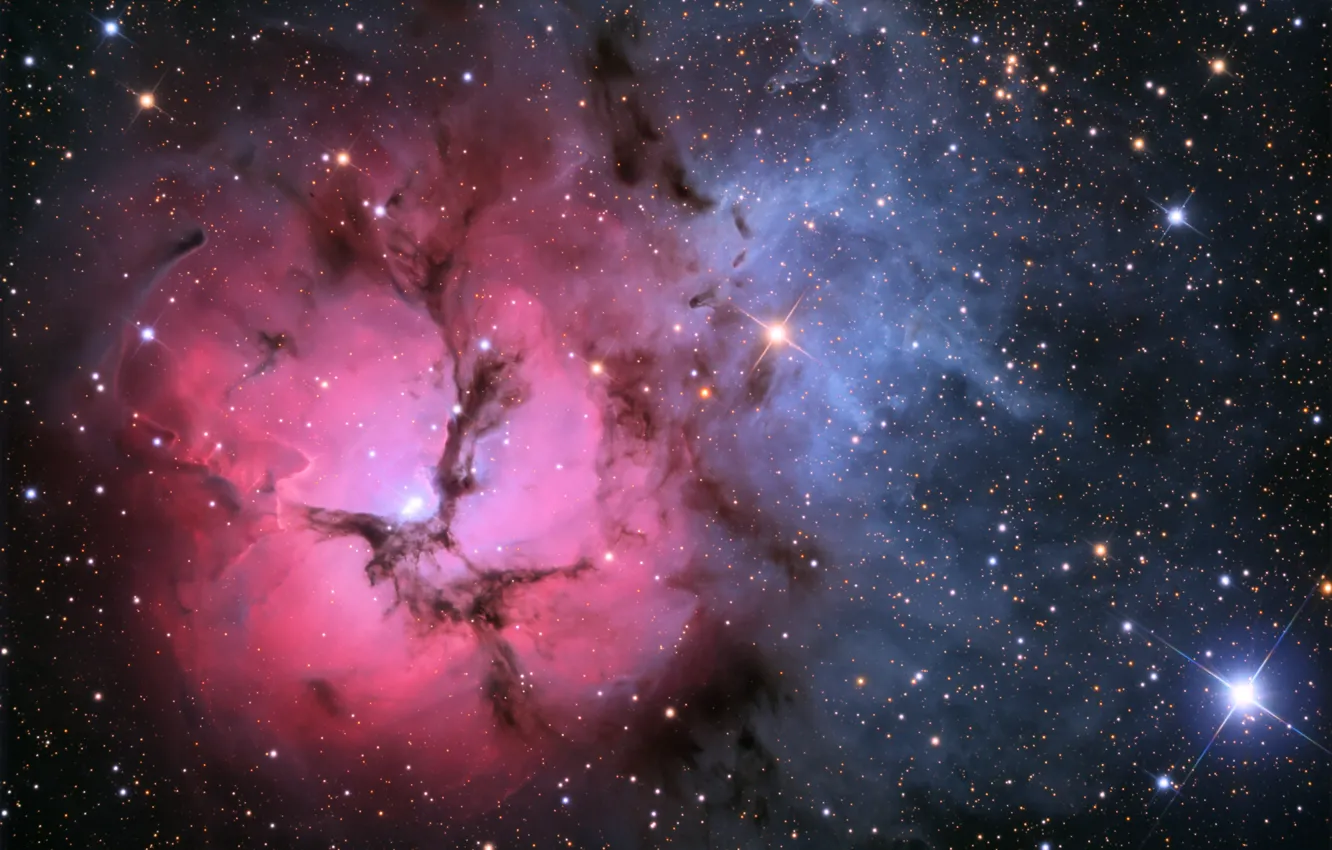Photo wallpaper space, nebula, nebula, triple nebula, m20, Trifid, NGC 6514