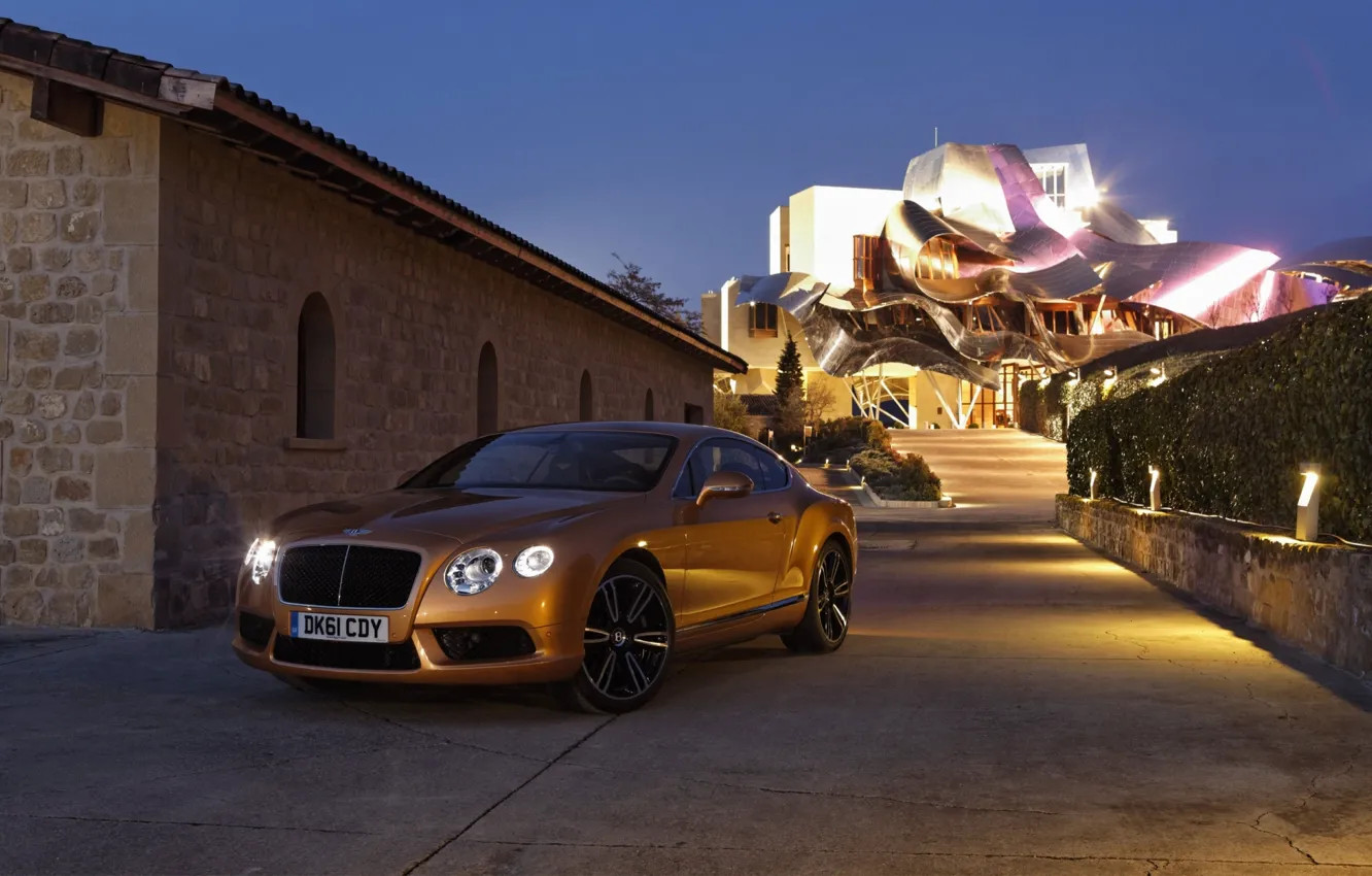 Photo wallpaper roof, the sky, lights, coupe, the evening, continental, bentley, twilight