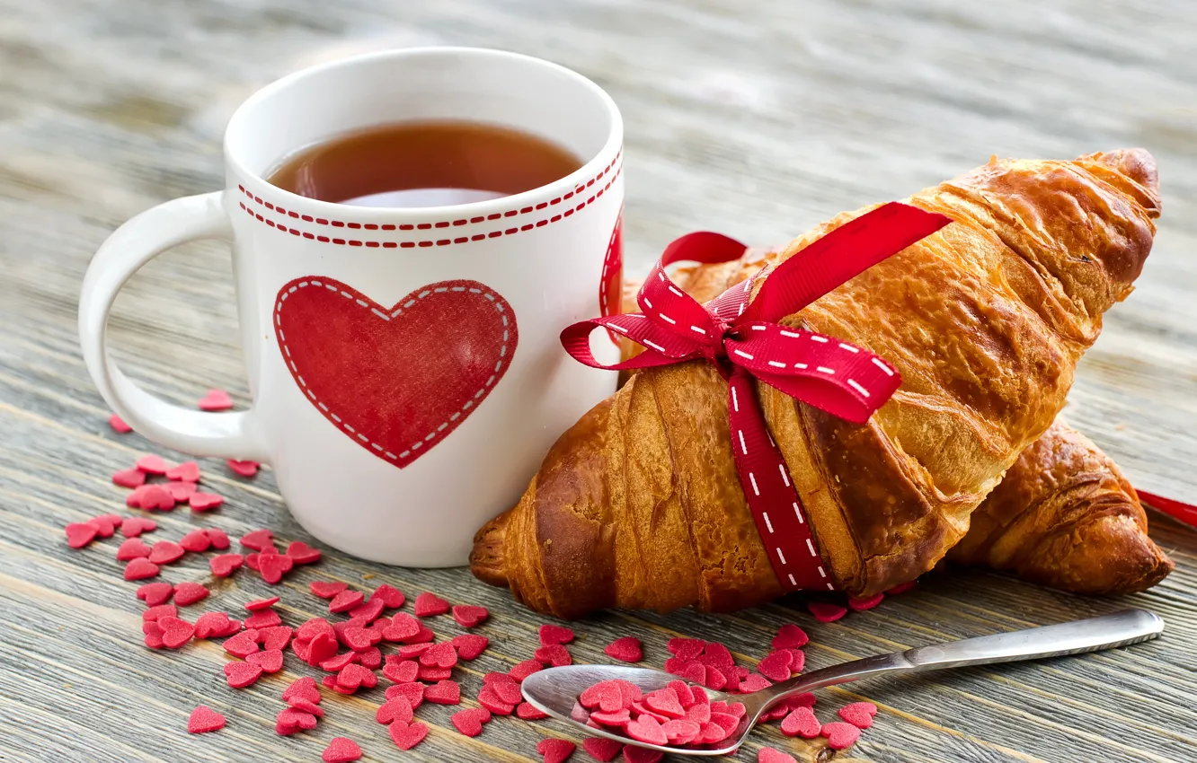 Photo wallpaper love, heart, coffee, Breakfast, mug, Cup, hearts, cakes