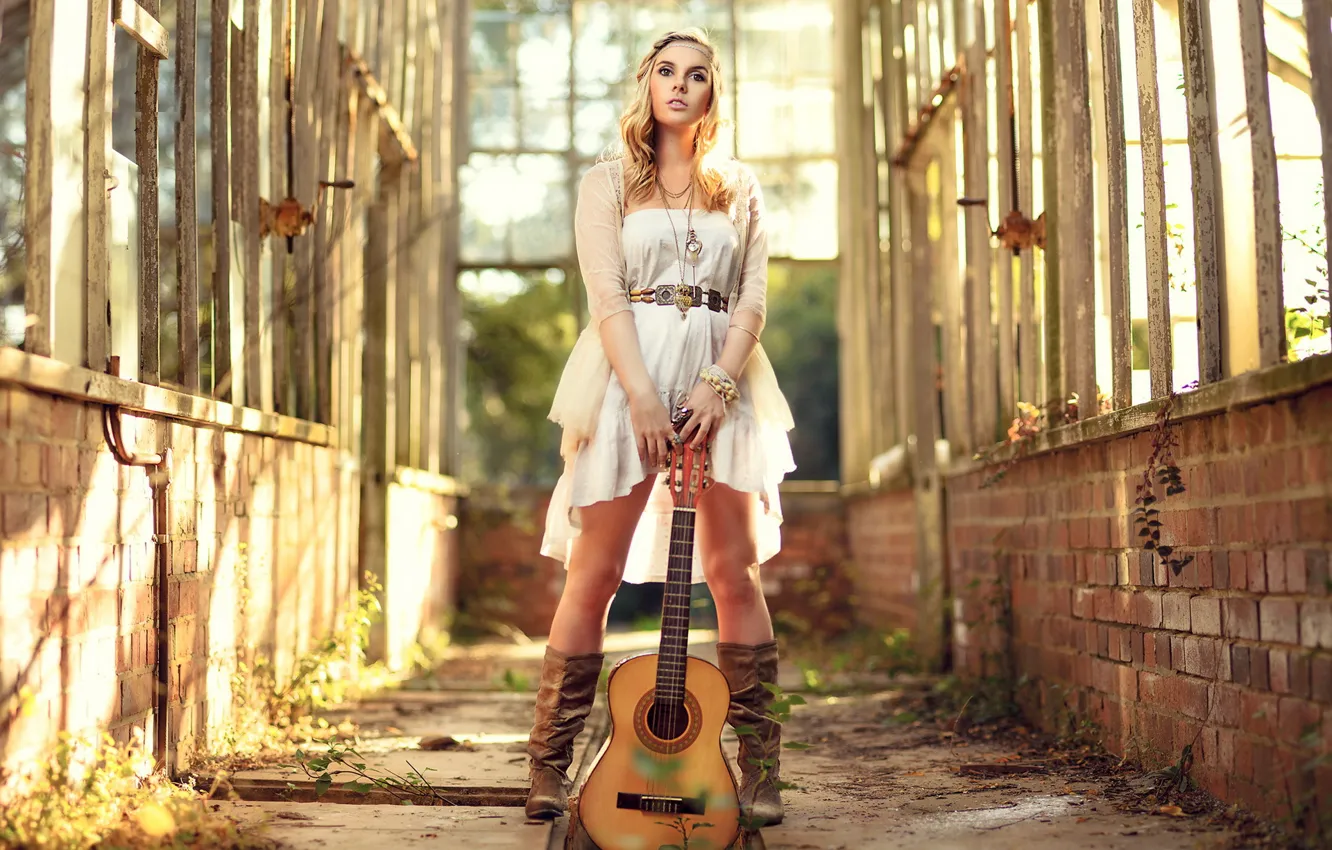 Photo wallpaper girl, music, guitar