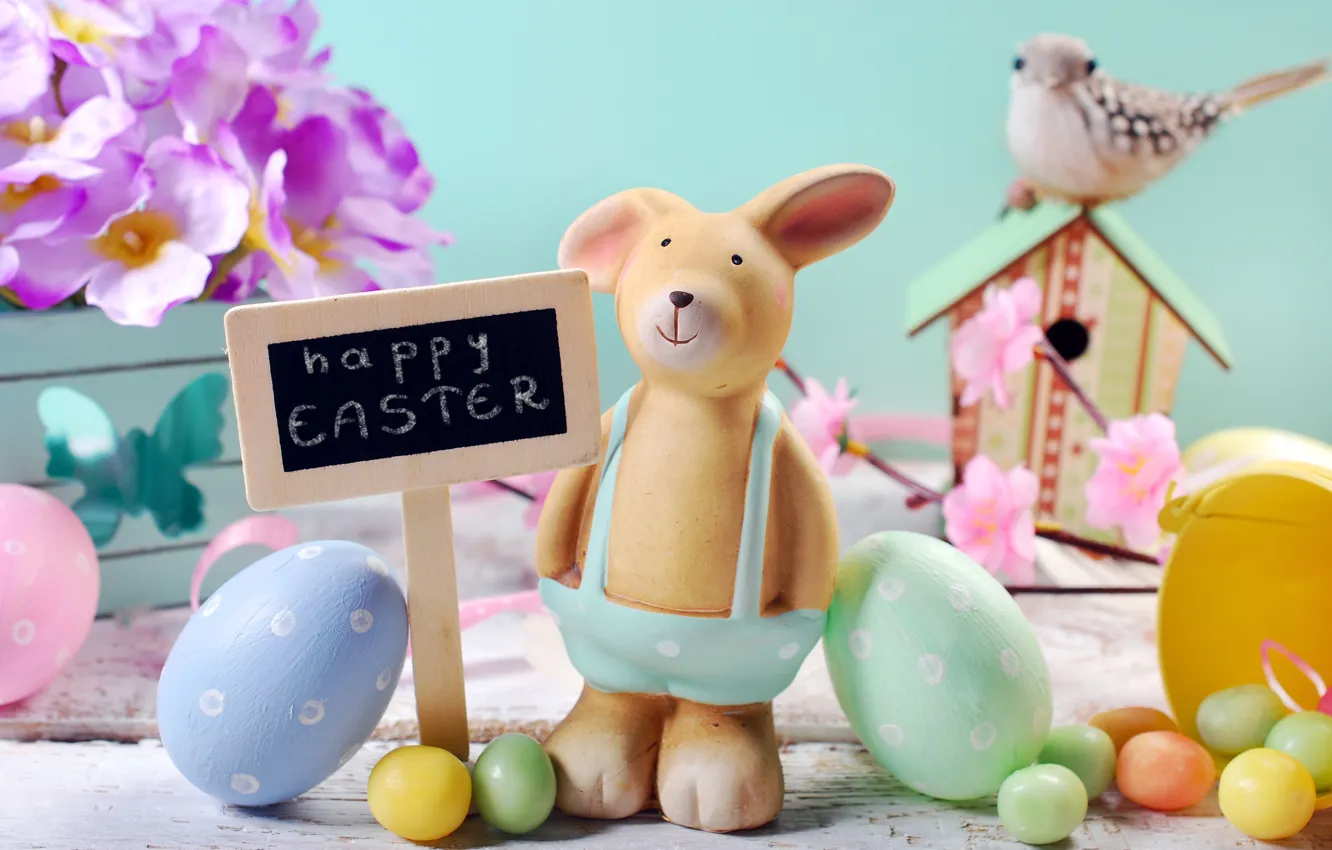 Photo wallpaper flowers, eggs, spring, Easter, flowers, spring, Easter, eggs