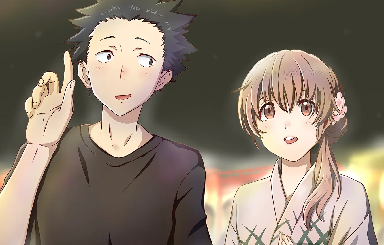 Photo wallpaper girl, love, night, romance, pair, guy, two, Form voice