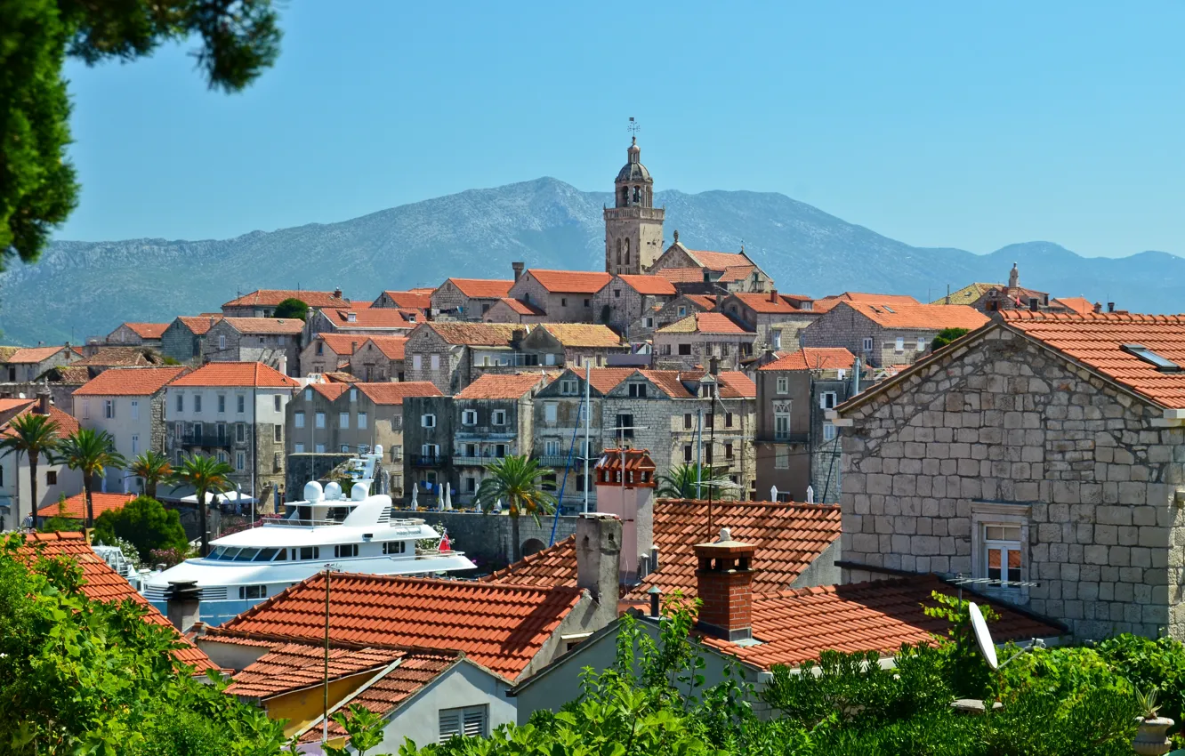 Photo wallpaper sea, Croatia, old town, Adriatica, Korcula