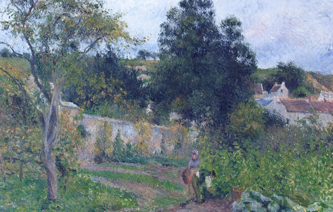 Photo wallpaper landscape, nature, picture, Camille Pissarro, The vegetable garden at the Hermitage. PONTOISE