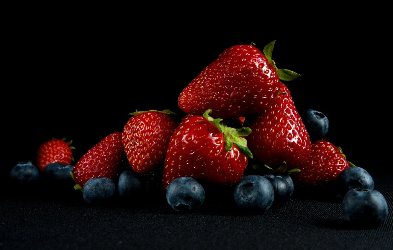 Photo wallpaper berries, blueberries, strawberry