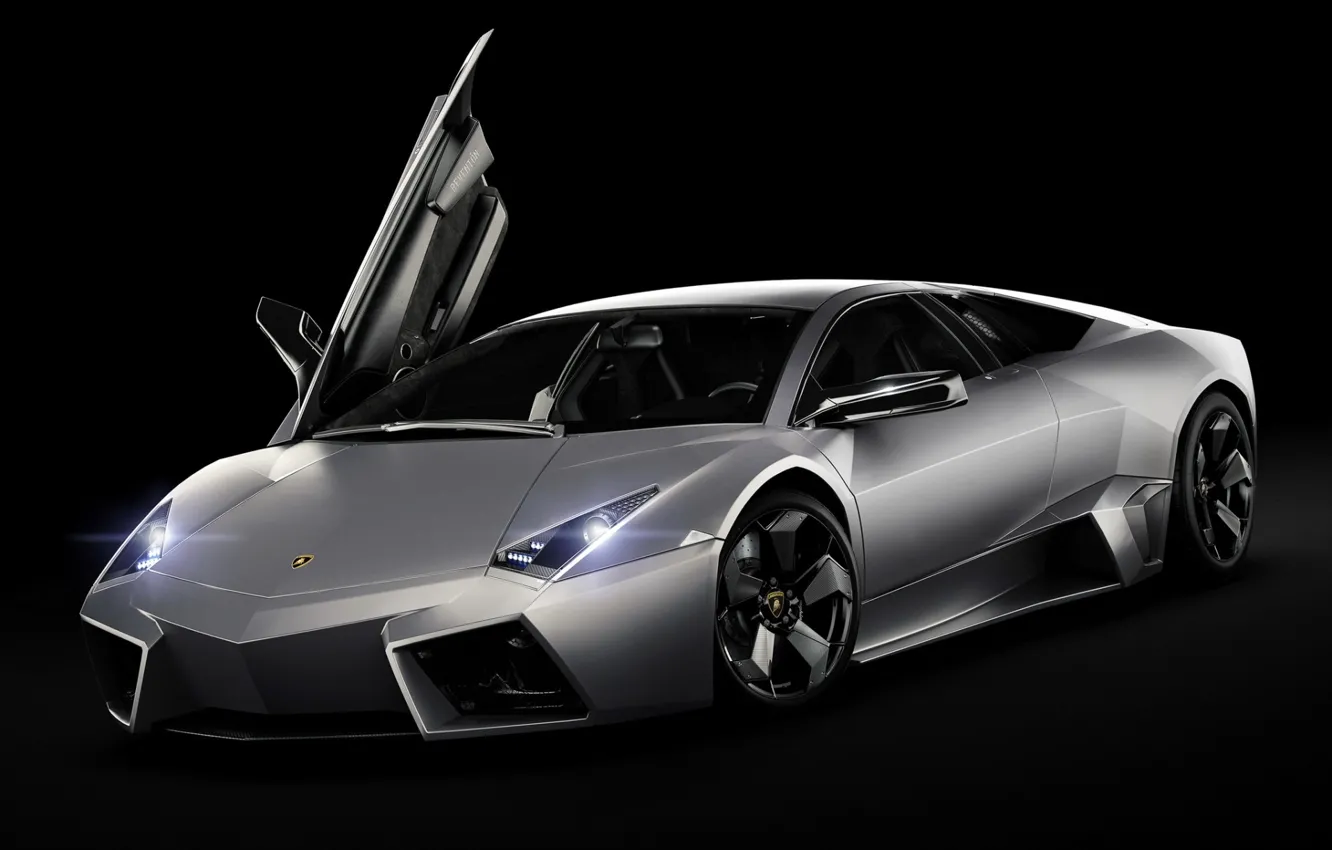 Photo wallpaper Lamborghini, Reventon, supercar, black background, the front, Lamborghini, Reventon