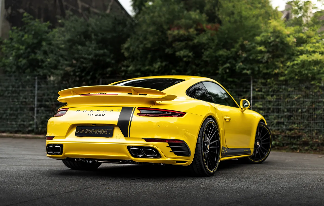 Photo wallpaper yellow, tuning, coupe, 911, Porsche, 991, Manhart, 911 Turbo S