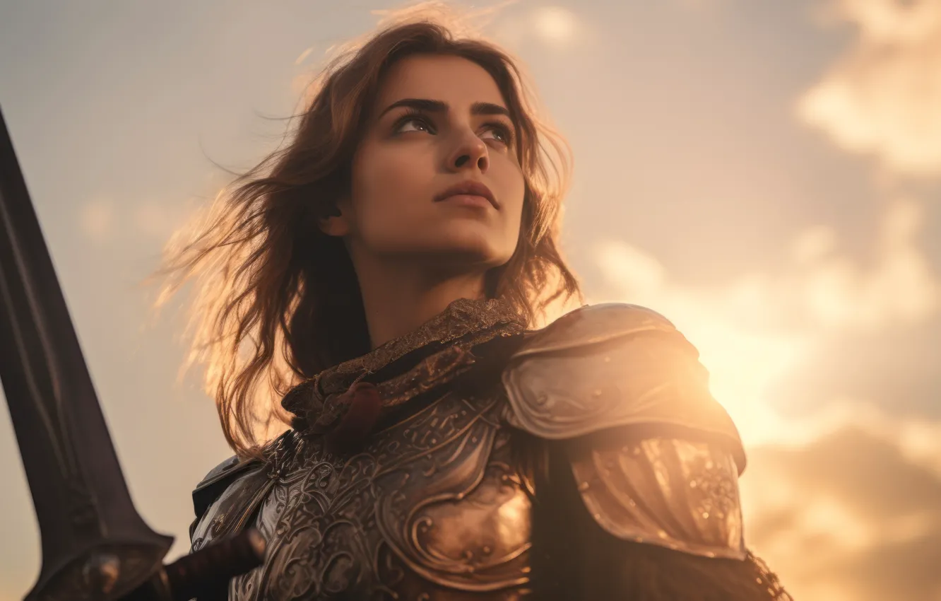 Photo wallpaper Times, Rider, female, medieval, portrait