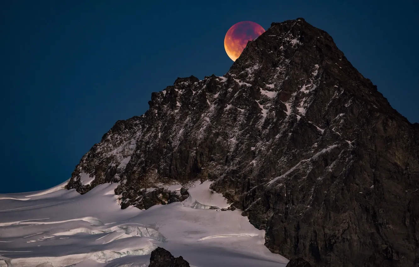 Photo wallpaper the sky, snow, mountains, nature, rocks, the moon