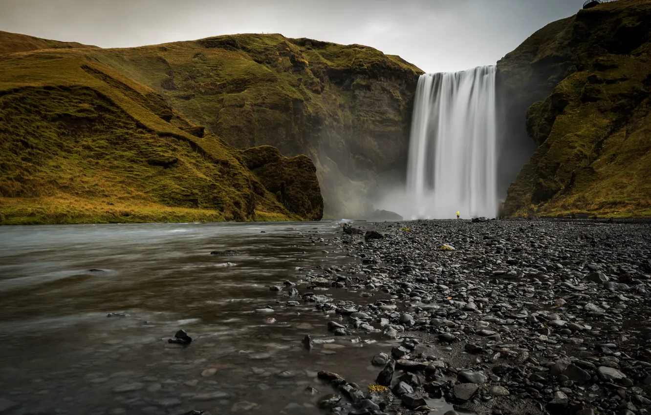 Photo wallpaper rocks, waterfall, Iceland, Skogafoss, Skogarfoss