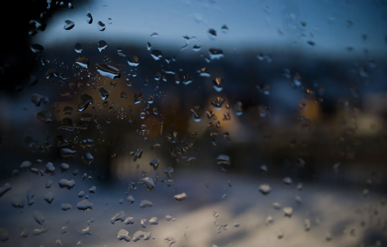 Photo wallpaper glass, the sun, drops