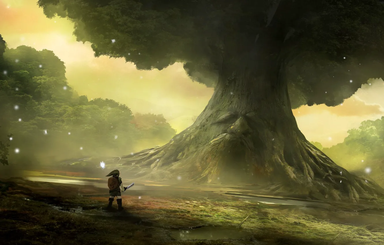 Photo wallpaper sword, game, tree, Nintendo, ken, 1998, blade, The Legend of Zelda