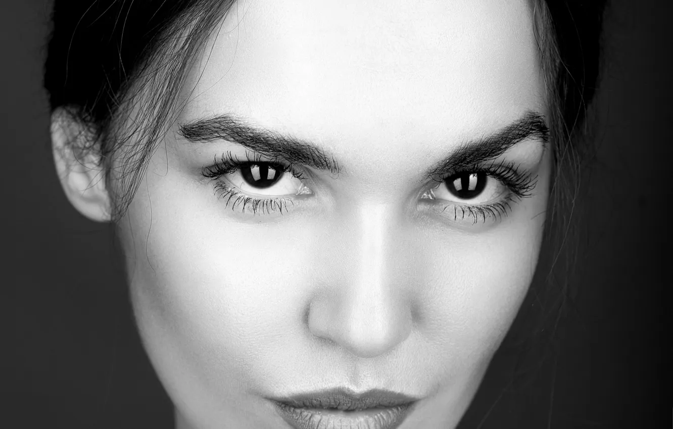 Photo wallpaper look, portrait, black and white, Alina, Evgeny Degtev
