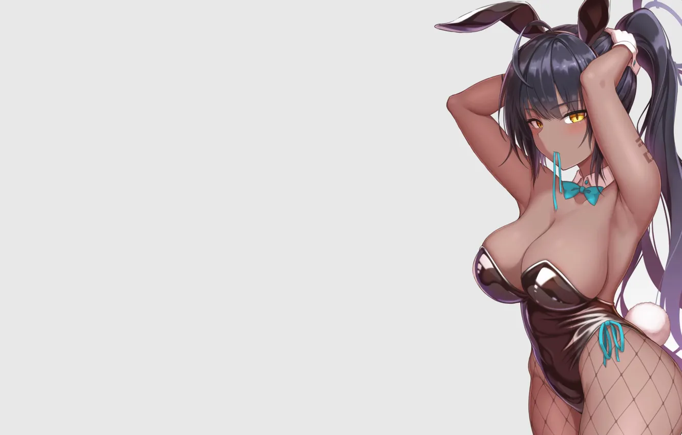 Photo wallpaper girl, hot, sexy, black, grey, anime, pretty, purple
