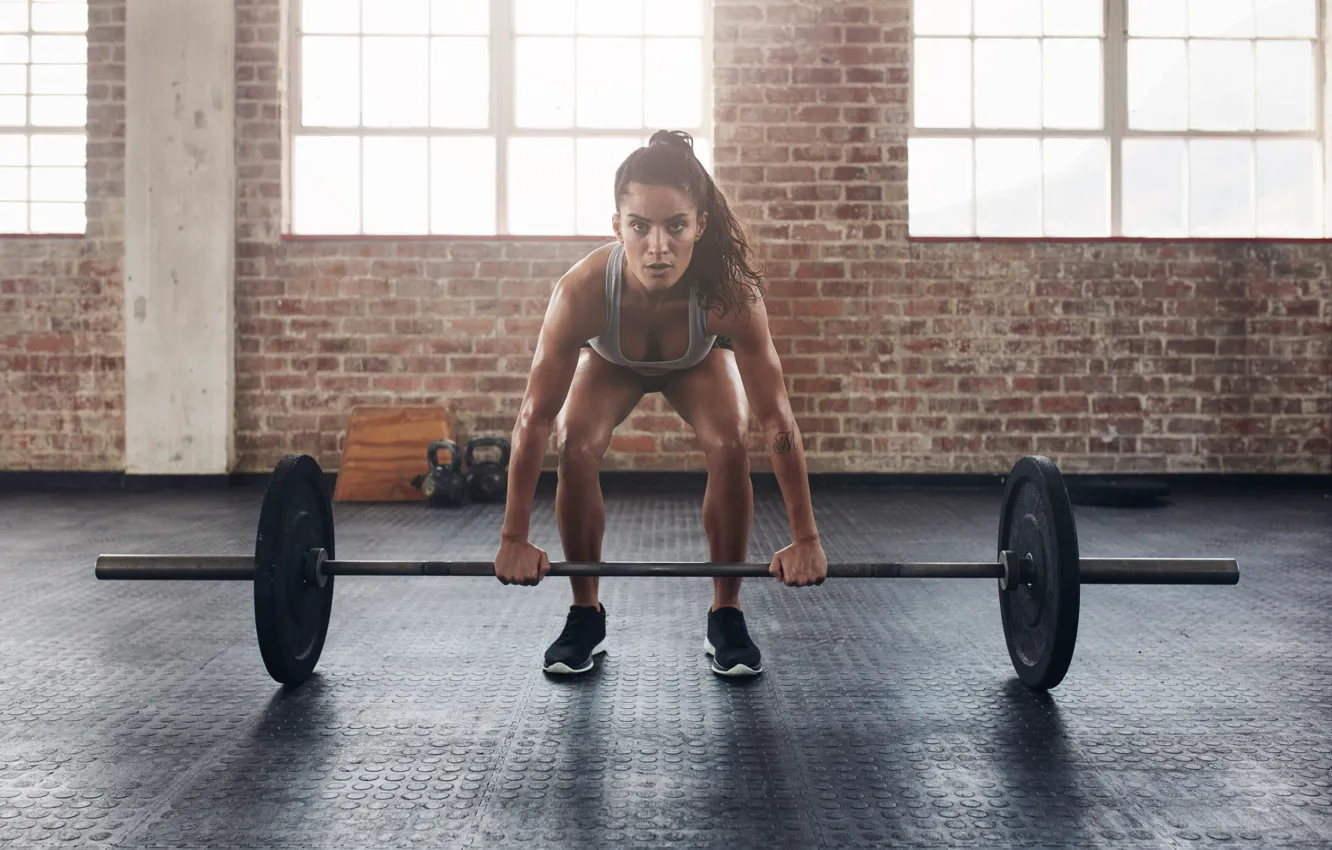 Photo wallpaper female, gym, crossfit