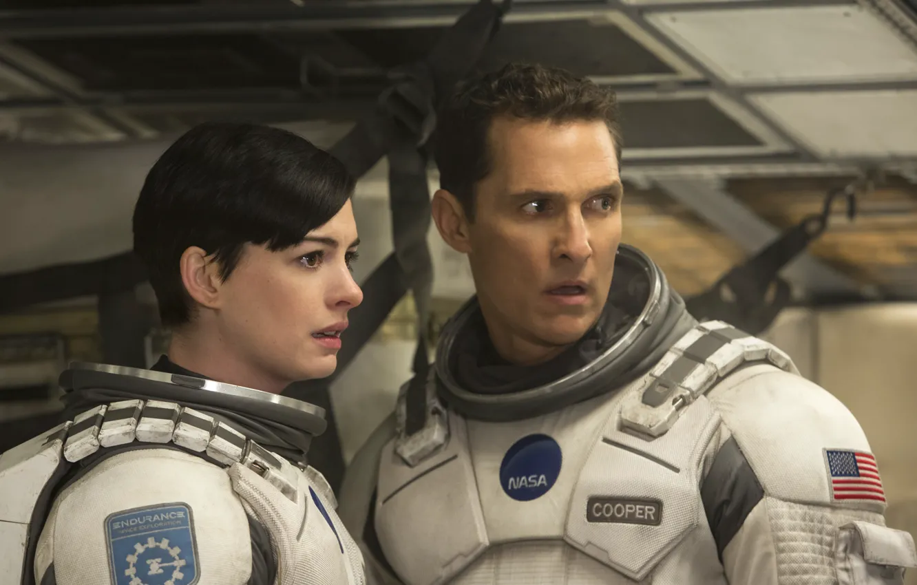 Photo wallpaper fiction, Anne Hathaway, Matthew McConaughey, Interstellar, "Interstellar"