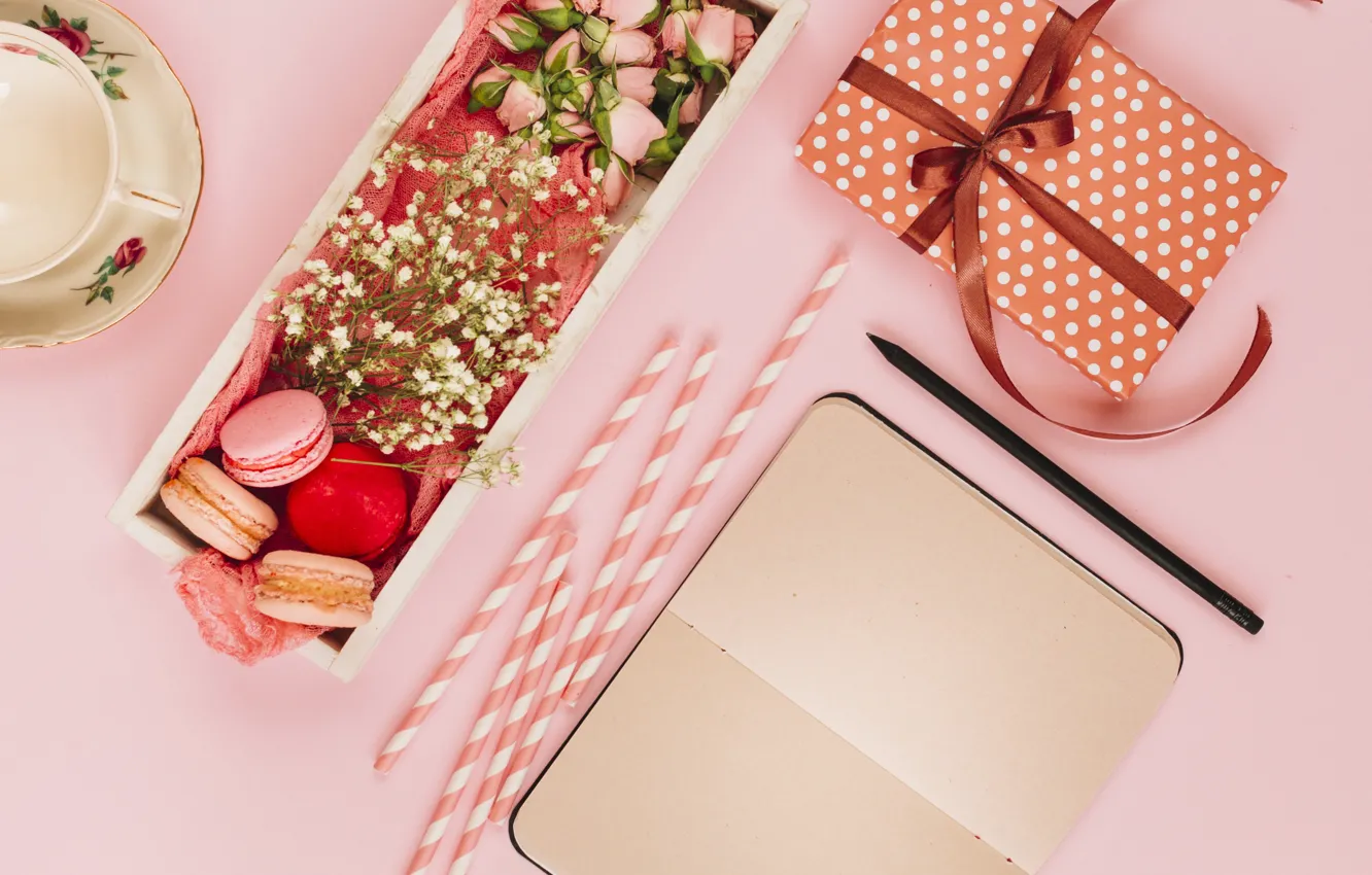 Photo wallpaper gift, cookies, Notepad, dessert