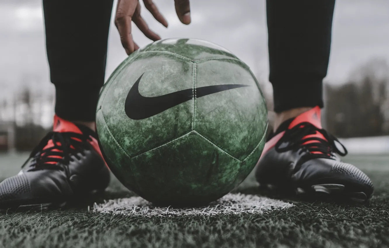 Photo wallpaper legs, macro, blur, football, bokeh, ball, hand, sports
