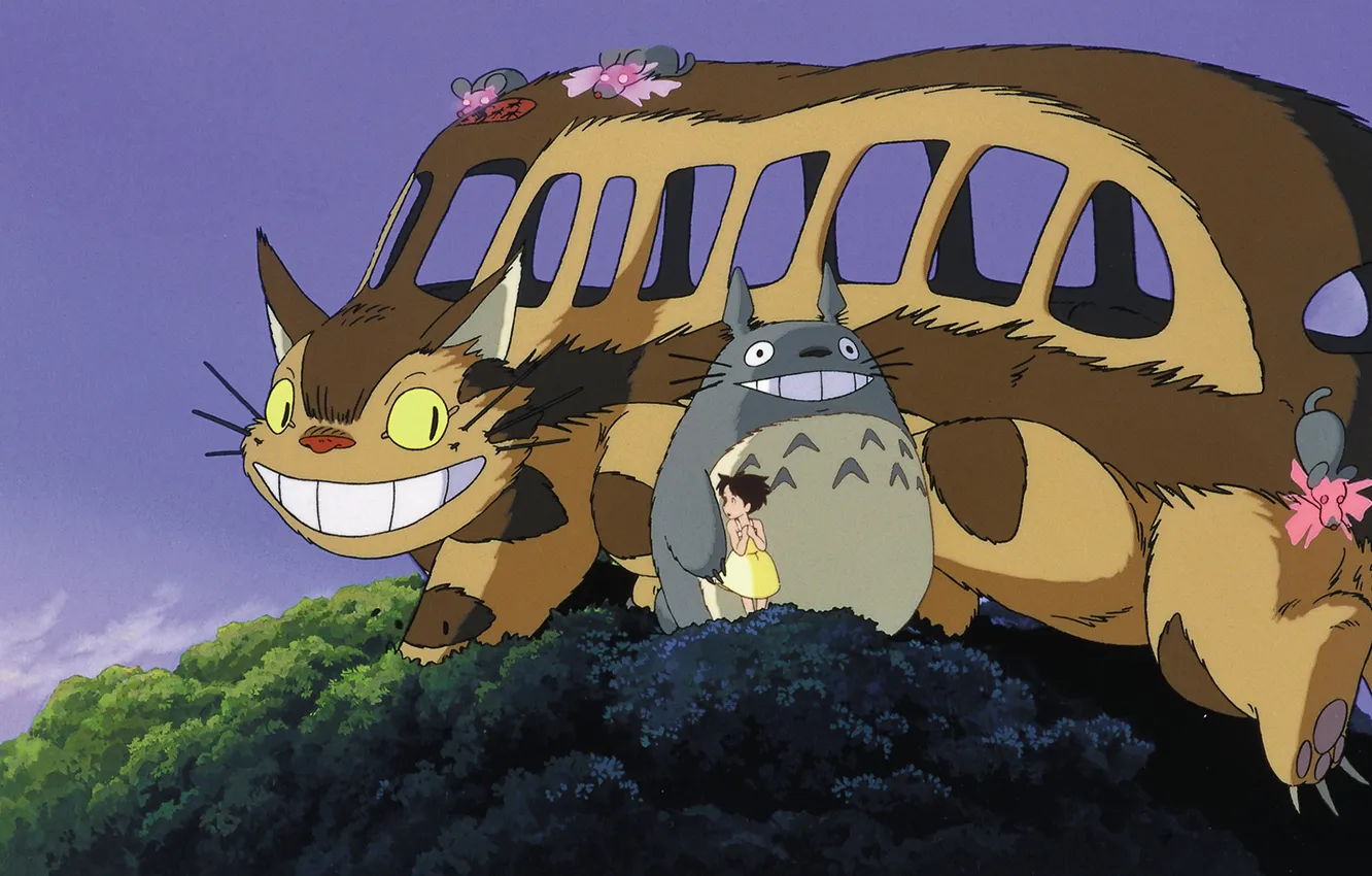 Photo wallpaper Hayao Miyazaki, The cat bus, my neighbor Totoro, Hayao Miyazaki, My Neighbor Totoro, Ghibli, Gib