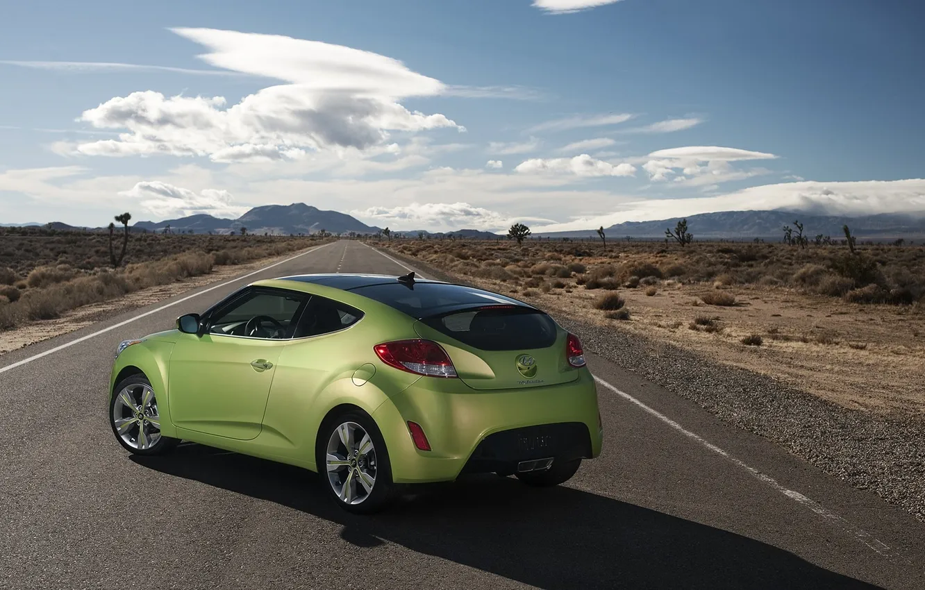 Photo wallpaper road, machine, landscape, photo, Hyundai, Hyundai, Veloster