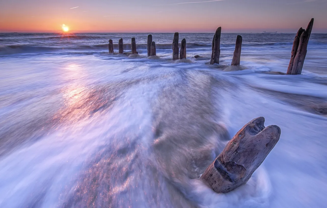 Photo wallpaper sea, landscape, sunset, nature