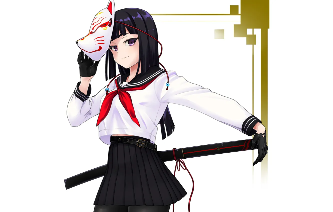 Photo wallpaper girl, sword, anime, art