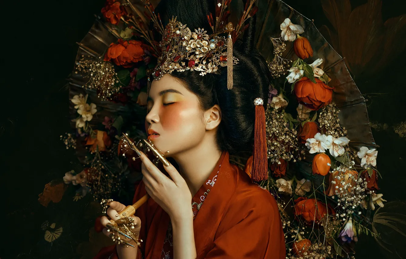 Photo wallpaper girl, style, Asian