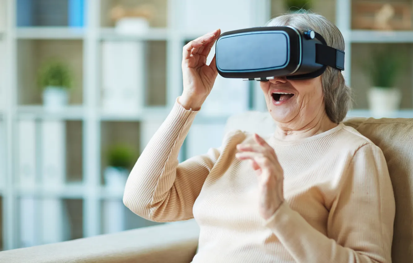 Photo wallpaper woman, Oculus, surprise, eyewear, virtual reality