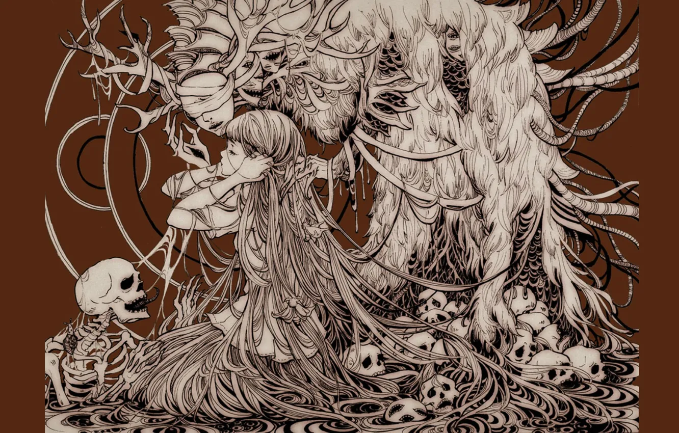 Photo wallpaper the victim, skull, monster, the demon, skeleton, horns, baby, the essence