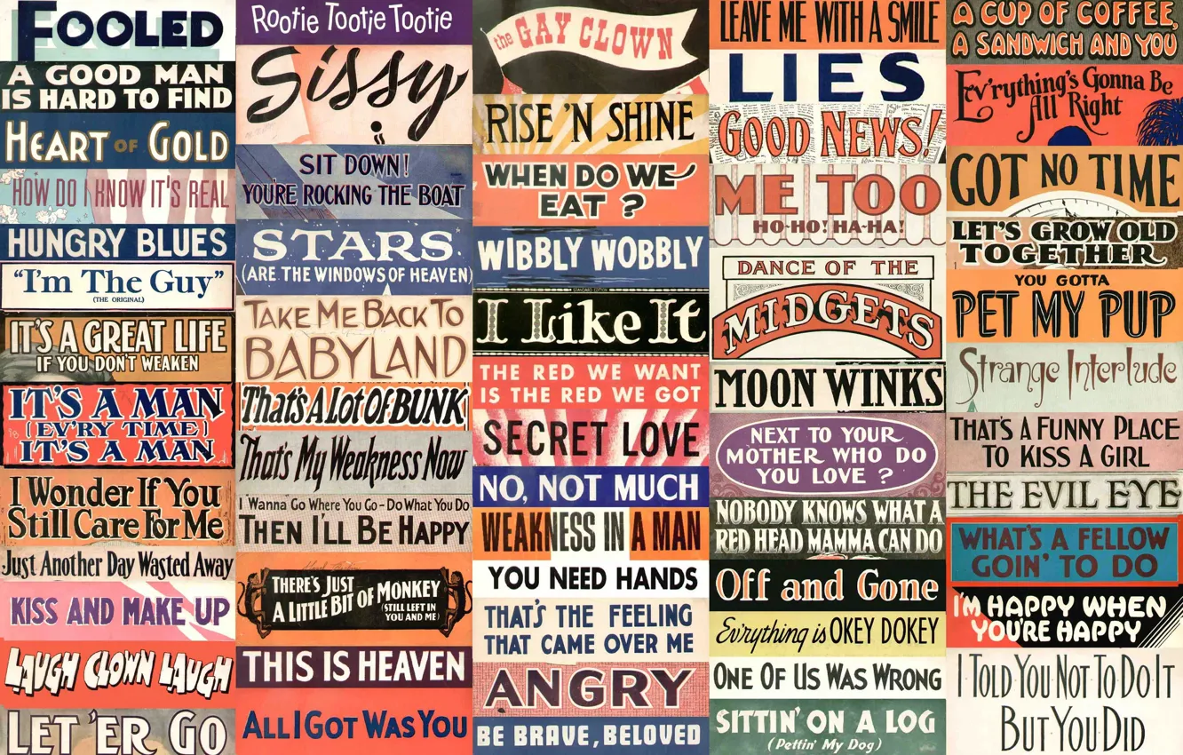 Photo wallpaper stickers, vintage, notes names