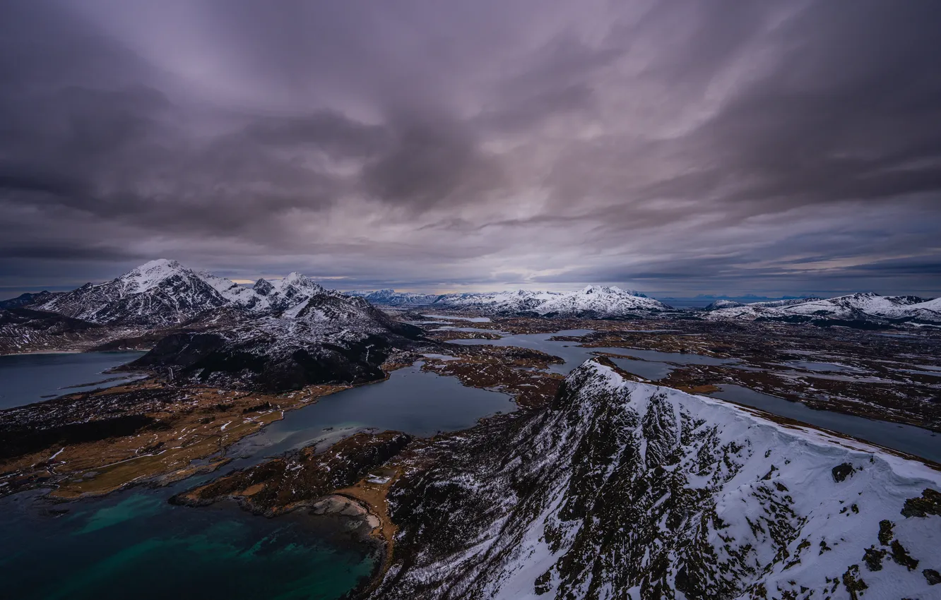 Photo wallpaper mountains, Norway, The Lofoten Islands
