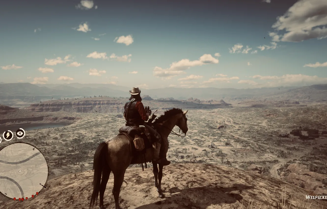 Photo wallpaper HDR, game, sky, Mexico, desert, cloud, horse, horizon