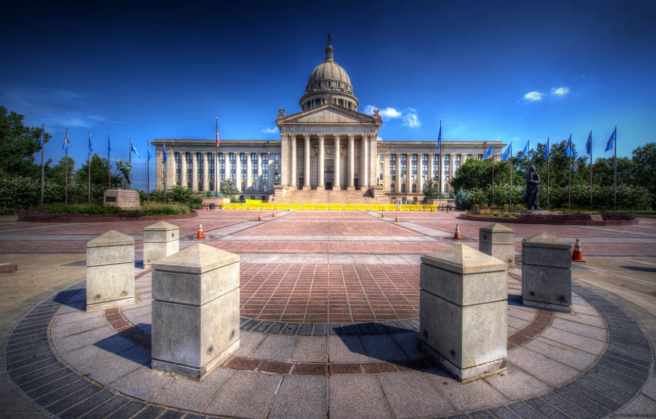 Photo wallpaper HDR, area, USA, Capitol, Palace, Oklahoma State Capitol
