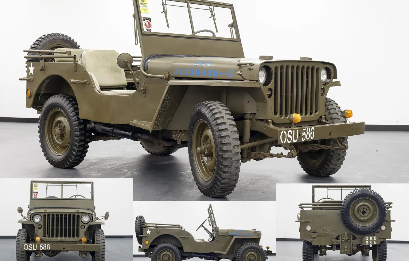 Photo wallpaper war, car, army, high, patency, times, Willys MB, The second world